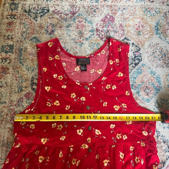 Vintage Truly Yours Sport Pockets Maxi Sleeveless Red Dress Medium Oversize - Picture 4 of 5